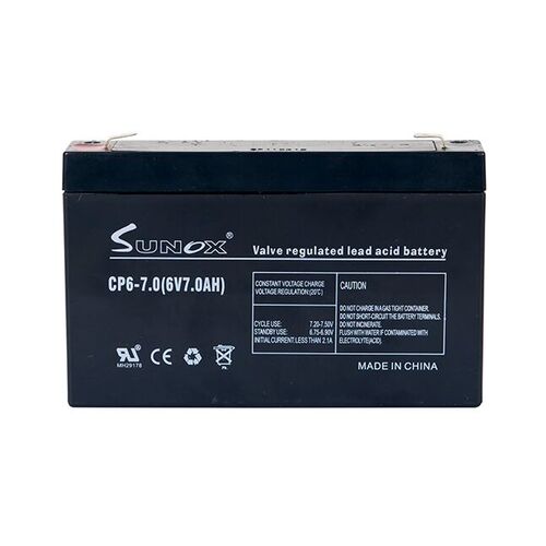 A670 6 Volt 7.0 AMP Battery, Front Facing
